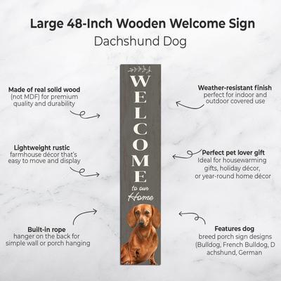 Show full view: E&S PETS Dachshund Wooden Welcome Sign, Red slide 2 of 6
