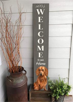 Show full view: E&S PETS Dachshund Wooden Welcome Sign, Red slide 5 of 6