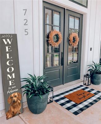 Show full view: E&S PETS Dachshund Wooden Welcome Sign, Red slide 3 of 6