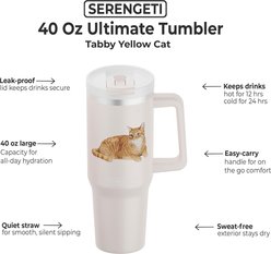 E&S PETS Yellow Tabby Stainless Steel Tumbler, 40-oz, Pink slide 2 of 5