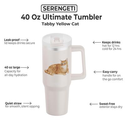 Show full view: E&S PETS Yellow Tabby Stainless Steel Tumbler, 40-oz, Pink slide 2 of 6
