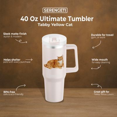 Show full view: E&S PETS Yellow Tabby Stainless Steel Tumbler, 40-oz, Pink slide 4 of 6