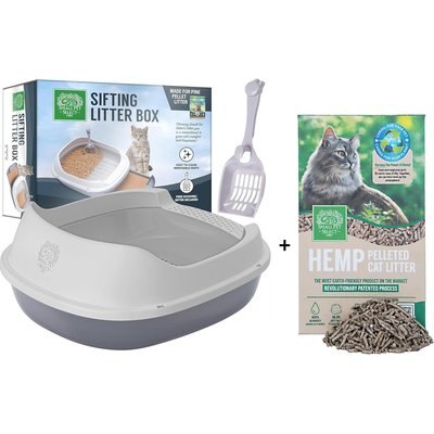 Small Pet Select Small Pet Select Sifting Cat Litter Box with Free 8-lb Hemp Pellets Combo, 5 Free Pee Pads & Free Litter Scoop