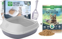 Small Pet Select Sifting Cat Litter Box with Free 8-lb Pine Pellets Combo, 5 Free Pee Pads & Free Litter Scoop