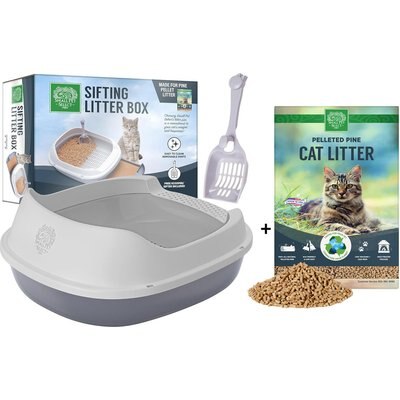 Small Pet Select Small Pet Select Sifting Cat Litter Box with Free 8-lb Pine Pellets Combo, 5 Free Pee Pads & Free Litter Scoop