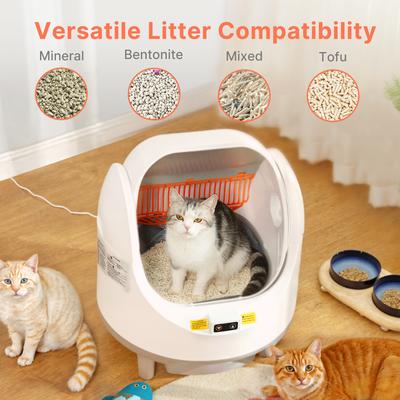 Show full view: Aoruefar Open-Top Smart Self Cleaning Cat Litter Box Bundle, White slide 9 of 11