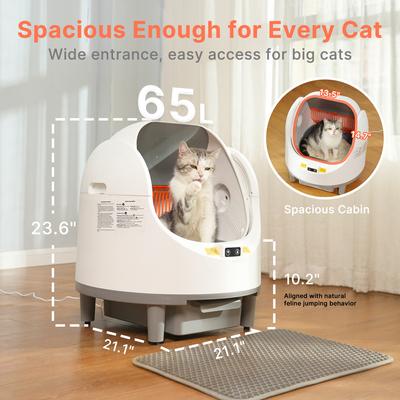 Show full view: Aoruefar Open-Top Smart Self Cleaning Cat Litter Box Bundle, White slide 4 of 11