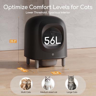 Show full view: Aoruefar Smart Robot Cat Litter Box, Black slide 2 of 10