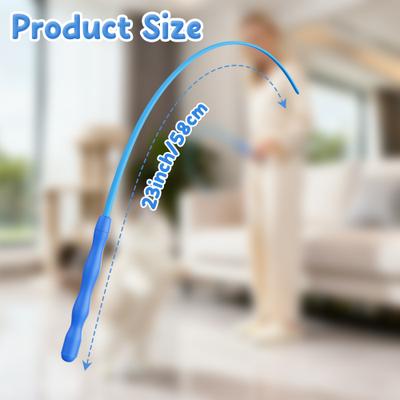 Show full view: Casfuy Ultra-Light Durable Interactive Mouse Tail Silicone Teaser Wand Cat Toy, Blue slide 7 of 8