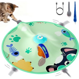 Casfuy Rechargeable 4 Speed Interactive Hide & Seek with Moving Mouse & Furry Tail Cat Toy