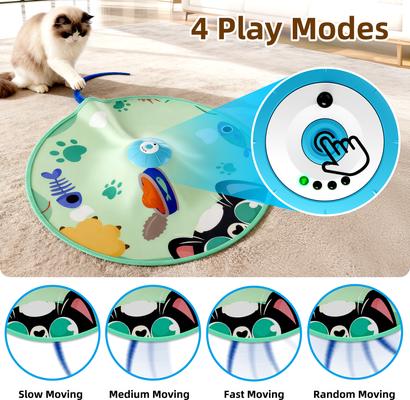 Show full view: Casfuy Rechargeable 4 Speed Interactive Hide & Seek with Moving Mouse & Furry Tail Cat Toy slide 2 of 8