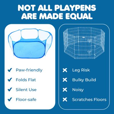 Show full view: SunGrow Foldable Indoor Guinea Pig & Kitten Ball Pit Playpen Portable Pop-Up Tent for Small Pet, Blue slide 6 of 8