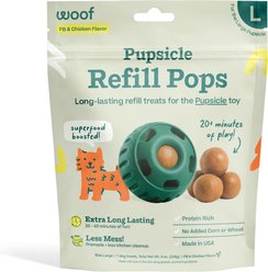 Woof Pupsicle Pops Refills Chicken & Peanut Butter Grain-Free Lickable Dog Treats, Large, 7 count