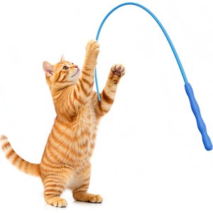 Casfuy Ultra-Light Durable Interactive Mouse Tail Silicone Teaser Wand Cat Toy, Blue