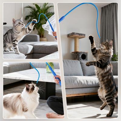 Show full view: Casfuy Ultra-Light Durable Interactive Mouse Tail Silicone Teaser Wand Cat Toy, Blue slide 6 of 8