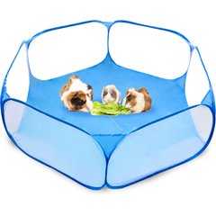 SunGrow Foldable Indoor Guinea Pig & Kitten Ball Pit Playpen Portable Pop-Up Tent for Small Pet, Blue