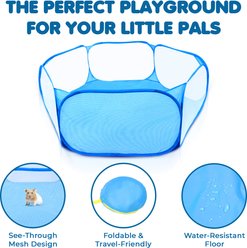 SunGrow Foldable Indoor Guinea Pig & Kitten Ball Pit Playpen Portable Pop-Up Tent for Small Pet, Blue slide 2 of 7