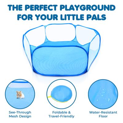Show full view: SunGrow Foldable Indoor Guinea Pig & Kitten Ball Pit Playpen Portable Pop-Up Tent for Small Pet, Blue slide 3 of 8