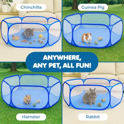 Show full view: SunGrow Foldable Indoor Guinea Pig & Kitten Ball Pit Playpen Portable Pop-Up Tent for Small Pet, Blue slide 5 of 8