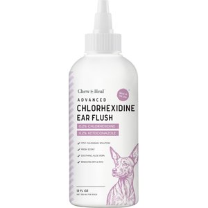 Chew + Heal Advanced Antiseptic Otic Chlorhexidine Ear Flush for Dogs, 12-fl oz bottle