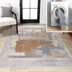 JONATHAN Y Weaver Abstract Coastal Watercolor Machine-Washable Area Rug, Cream/Multi, 3' x 5'