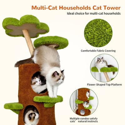 Show full view: Wisfor Multi-Level 58-in Modern Cat Tree & Condo, Green slide 6 of 9