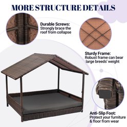 Heeyoo Elevated Wicker Dog House with Canopy, Grey, 48 x 31.8 x 37-in, Grey, 48 x 31.8 x 37-in slide 2 of 7