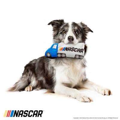 Show full view: NASCAR Race Car Hauler Semi Truck with Nesting Race Car Squeaky Tug Dog Toy slide 5 of 7