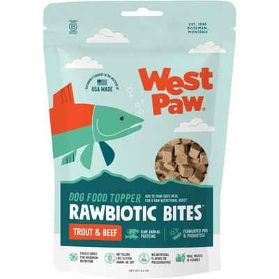 West Paw West Paw Trout & Beef Rawbiotic Bites Digestive Health High Protein Dog Food Topper, 6.4-oz bag