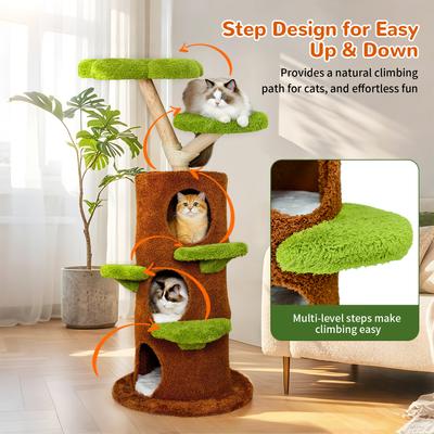 Show full view: Wisfor Multi-Level 58-in Modern Cat Tree & Condo, Green slide 5 of 9