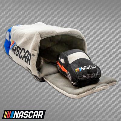 Show full view: NASCAR Race Car Hauler Semi Truck with Nesting Race Car Squeaky Tug Dog Toy slide 4 of 7