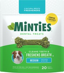 Minties Medium Mint Flavored Dental Treats for Dogs, 25-50 lbs, 16-oz, 20 count