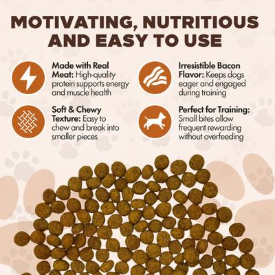 Show full view: Scoochie Pet Chewka Real Meat Bacon Flavor Training Bites Dog Treats, 10-oz bag slide 7 of 7