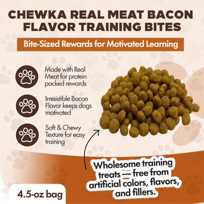 Show full view: Scoochie Pet Chewka Real Meat Bacon Flavor Training Bites Dog Treats, 4.5-oz bag slide 4 of 7