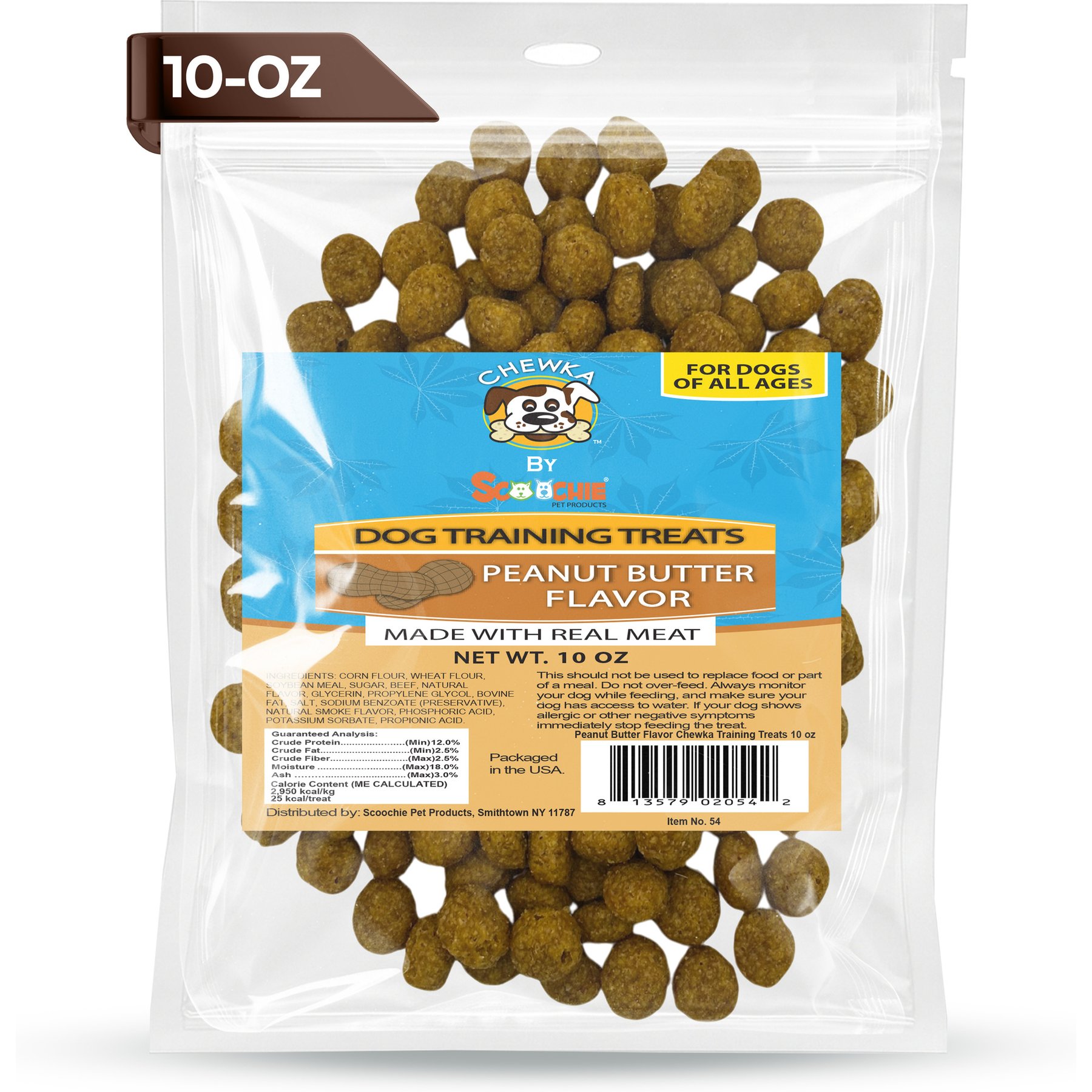 Scoochie Pet Chewka Real Meat Peanut Butter Flavor Training Bites Dog Treats, 10-oz bag