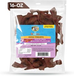 Scoochie Pet Chewka Thick-Cut Real Meat Strips Sizzling Bacon Flavor Dog Treats, 16-oz bag