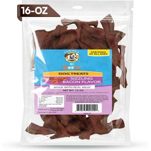 Scoochie Pet Chewka Thick-Cut Real Meat Strips Sizzling Bacon Flavor Dog Treats, 16-oz bag