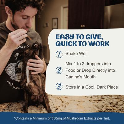 Show full view: MycoDog Breathe Mushroom Extract & Adaptogen Blend Liquid Respiratory + Cardiovascular Supplement for Dogs, 2-fl oz bottle slide 5 of 9