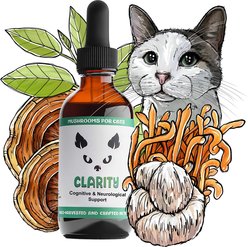 MycoCat Clarity Mushroom Extract & Adaptogen Blend Calming + Cognitive Liquid Supplement for Cats, 2-oz bottle