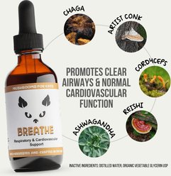 MycoCat Breathe Mushroom Extract & Adaptogen Blend Respiratory + Cardiovascular Liquid Supplement for Cats, 2-oz bottle slide 2 of 5