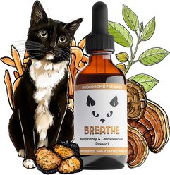 MycoCat Breathe Mushroom Extract & Adaptogen Blend Respiratory + Cardiovascular Liquid Supplement for Cats, 2-oz bottle