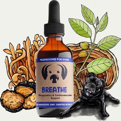 MycoDog Breathe Mushroom Extract & Adaptogen Blend Respiratory + Cardiovascular Liquid Supplement for Dogs, 2-oz bottle