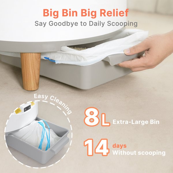 Show full view: Aoruefar Open-Top Smart Self Cleaning Cat Litter Box Bundle slide 3 of 9