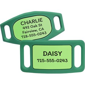 GoTags Engraved Silent Silicone Personalized Dog & Cat ID Tag, Hunter Green, Large