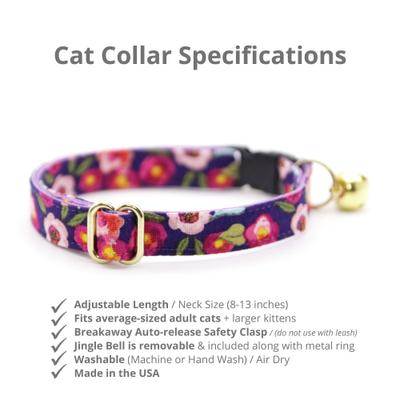 Show full view: Made By Cleo Plum Blossom Cat Collar, 8 to 13-in neck, 1/2-in wide slide 3 of 4