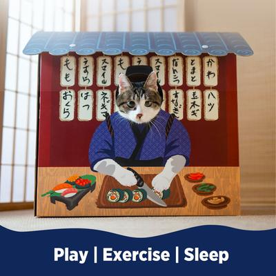 Show full view: Smile Paws Izakaya Cat Scratcher House, Grey slide 4 of 8