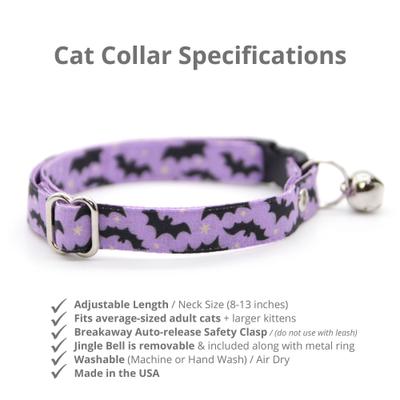 Show full view: Made By Cleo Batty Babe Cat Collar, 8 to 13-in neck, 1/2-in wide, Purple slide 2 of 4