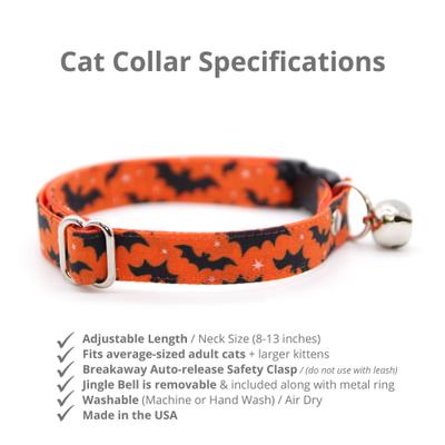 Show full view: Made By Cleo Batty Babe Cat Collar, 8 to 13-in neck, 1/2-in wide, Orange slide 2 of 4