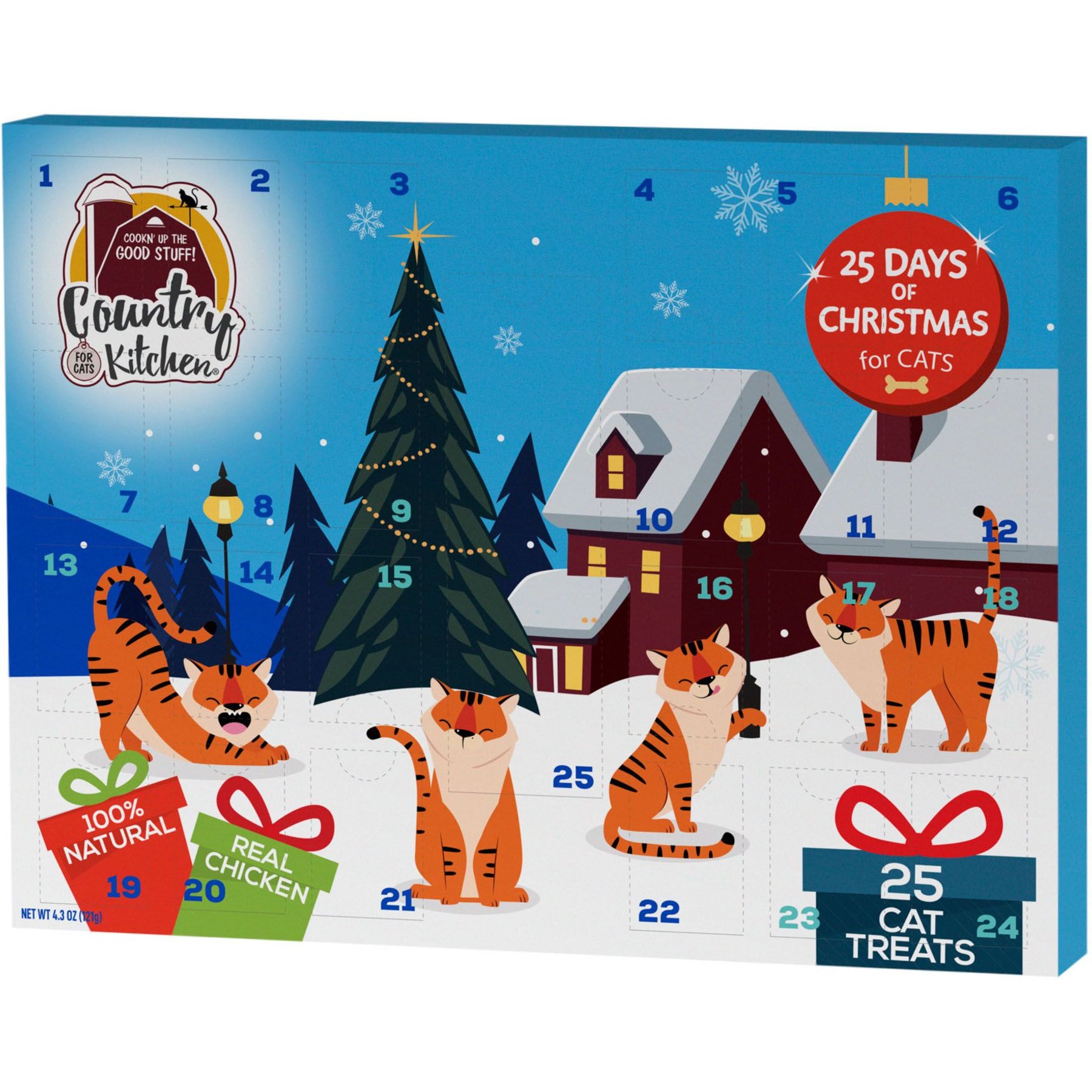 Country Kitchen Holiday Dual Bites Advent Calendar Crunchy Cat Treats, 4.3-oz box