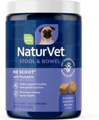 NaturVet No Scoot Stool & Bowel Hickory Smoked Bacon Flavored Soft Chew Supplement for Dogs, 120 count